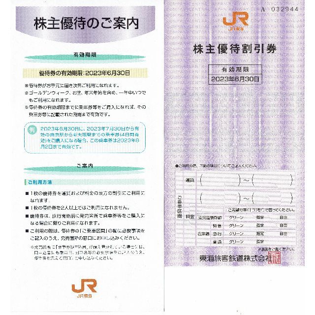 JR(ジェイアール)のJR東海　株主優待割引券１枚　送料無料 チケットの優待券/割引券(その他)の商品写真