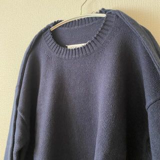 マルタンマルジェラ(Maison Martin Margiela)の1度使用のみメゾンマルジェラ丸首ニットネイビーL(ニット/セーター)