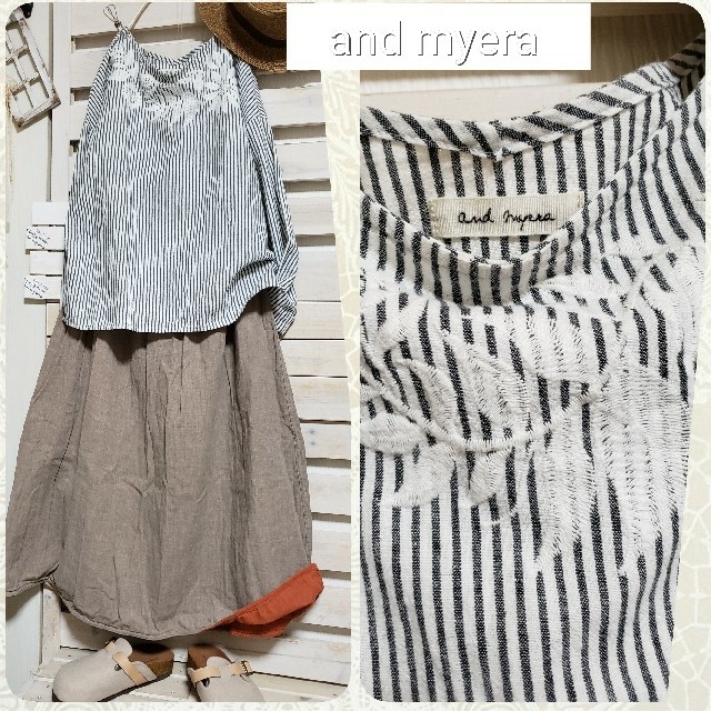 and myera(アンドマイラ)のand myera ［アンドマイラ］/リネン混x刺繍 後ろ長めのチュニック レディースのトップス(チュニック)の商品写真