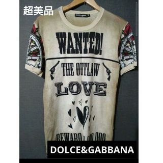 ドルチェアンドガッバーナ(DOLCE&GABBANA)の【正規品・超美品】DOLCE&GABBANA ドルガバ Tシャツ ベージュ(Tシャツ/カットソー(半袖/袖なし))