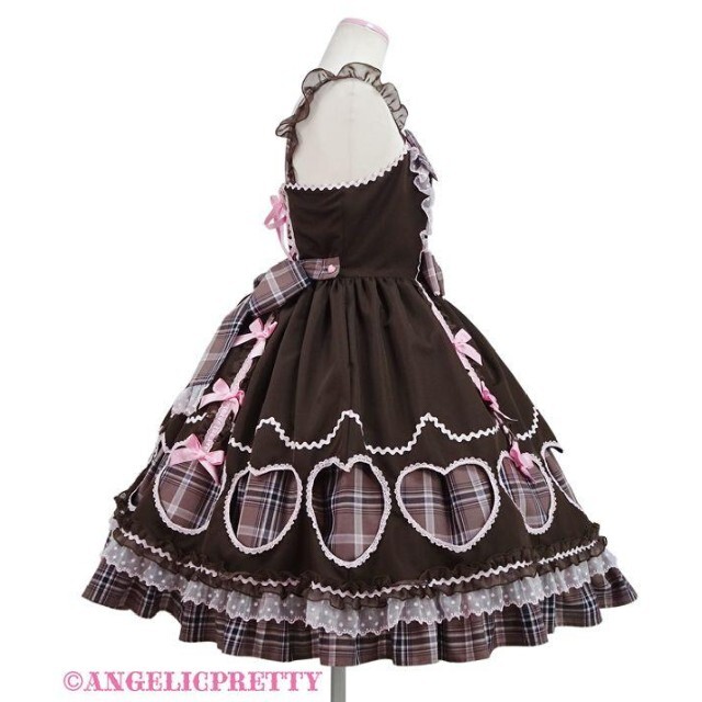 Angelic Pretty(アンジェリックプリティー)の【新品】AngelicPretty　HeartfulチェックJSK(ブラウン) レディースのワンピース(ひざ丈ワンピース)の商品写真