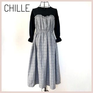 CHILLE  チル ワンピース チェック柄　切り替えワンピース(ロングワンピース/マキシワンピース)