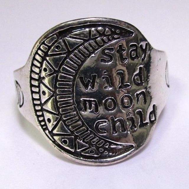 【A070】リング　メンズ　指輪　シルバー　月　ムーン　お洒落　20号 レディースのアクセサリー(リング(指輪))の商品写真