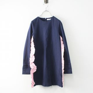 MSGM エムエスジーエム サイドフリルライン切替 プルオーバーワンピース 14anni/ネイビー キッズ【2400012973763】(その他)