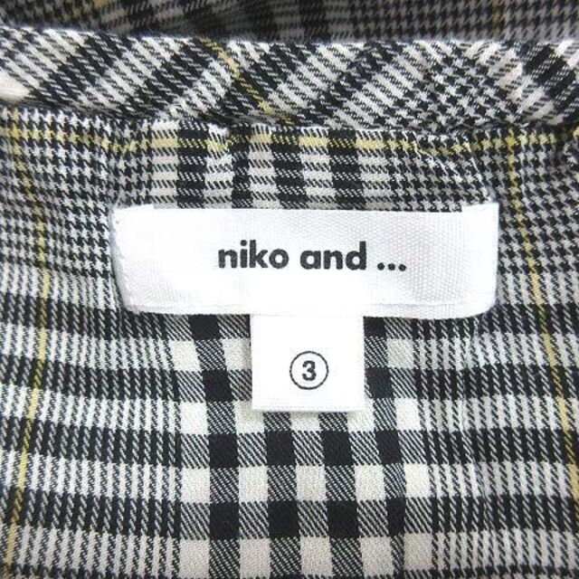 niko and...(ニコアンド)のニコアンド ブラウス オフショルダー 長袖 グレンチェック M 黒 ■MO レディースのトップス(シャツ/ブラウス(長袖/七分))の商品写真