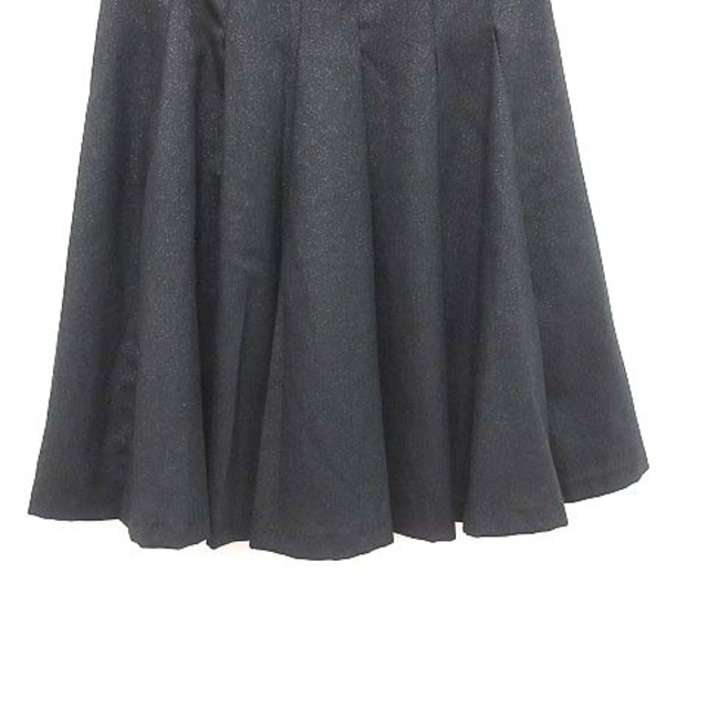 INED(イネド)のイネド プリーツスカート ひざ丈 ラメ ウール 5 黒 ブラック ■MO レディースのスカート(ひざ丈スカート)の商品写真