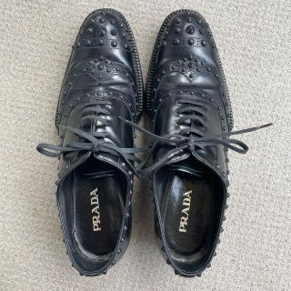 プラダ(PRADA)の最終価格　名作　稀少　PRADA 12AW  スタッズ　コバ広　オールレザー(ドレス/ビジネス)