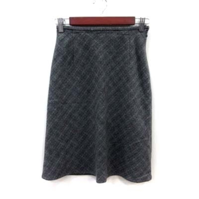 ICB(アイシービー)のアイシービー タイトスカート ミモレ ロング チェック ウール 9 グレー レディースのスカート(ひざ丈スカート)の商品写真