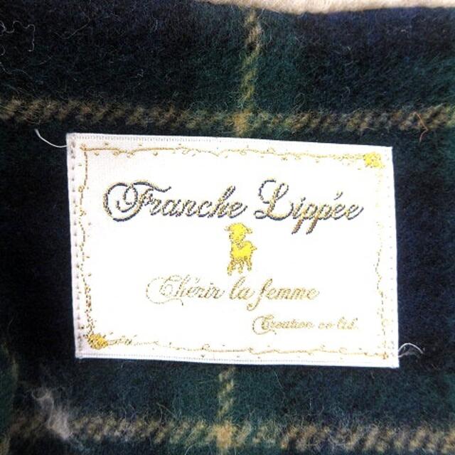 franche lippee(フランシュリッペ)のフランシュリッペ コート チェック 総裏地 フード ウール M 紺 ネイビー 緑 レディースのジャケット/アウター(その他)の商品写真