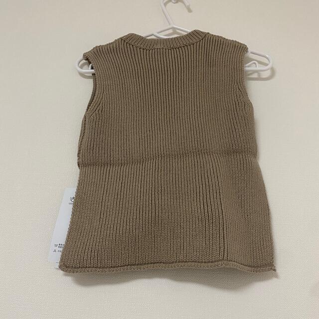 キッズ ベビー スリット入り ニットベスト 80cm ブラウン 韓国子供服 キッズ/ベビー/マタニティのベビー服(~85cm)(ニット/セーター)の商品写真