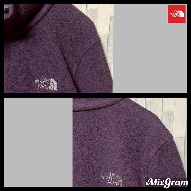 THE NORTH FACE(ザノースフェイス)のノースフェイス ボアフリース パープル 紫 刺繍ロゴ ジャケット レディースのジャケット/アウター(ブルゾン)の商品写真