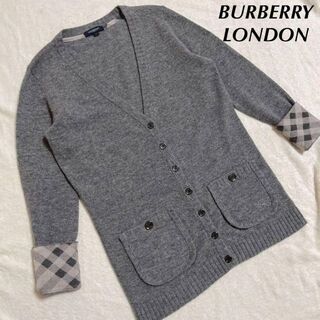 バーバリー(BURBERRY)のバーバリー ロンドン ニットカーディガン グレー 羊毛 カシミヤ サイズ1(カーディガン)