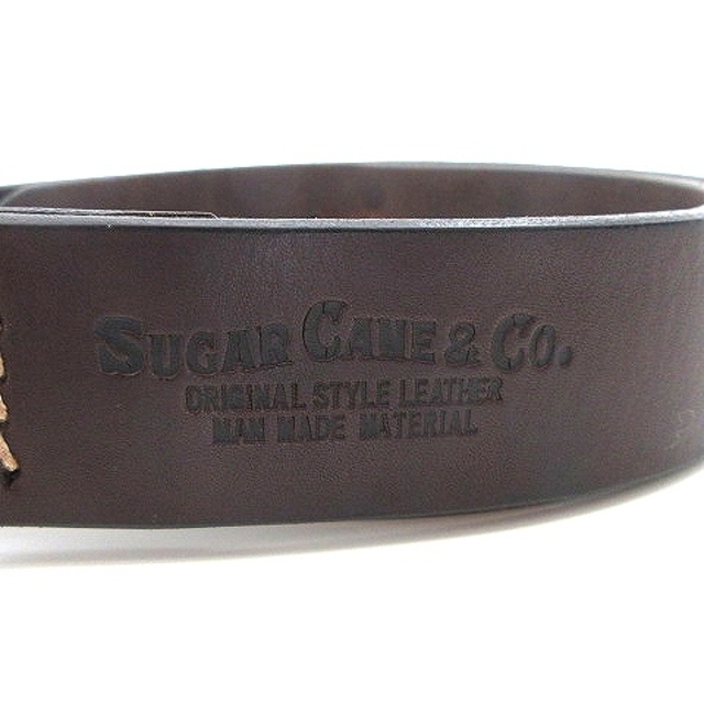 Sugar Cane(シュガーケーン)のシュガーケーン ベルト ピンバックル ロゴ刻印 レザー 34 茶 ブラウン メンズのファッション小物(ベルト)の商品写真