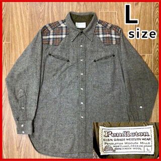 ペンドルトン(PENDLETON)の70's Pendleton ペンドルトン 白タグ ウエスタン ウールシャツ L(シャツ)