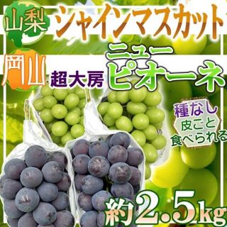 山梨県産シャインマスカット＆岡山県産超大房ニューピオーネ各2房総重量約2.5kg(フルーツ)