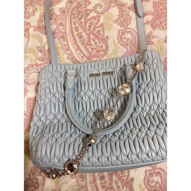 日本初の - miumiu miumiu マテラッセ クリスタル バッグ ショルダー
