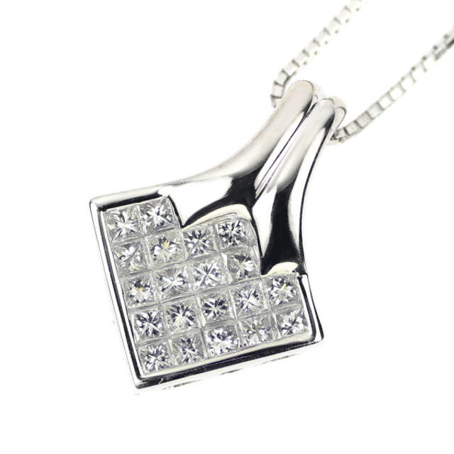K18WG ダイヤモンド ペンダントネックレス 0.50ct ミステリー