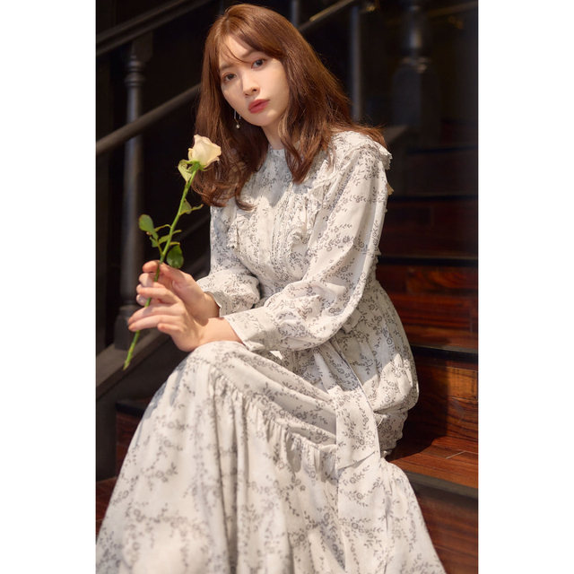 80袖口Herlipto♡Pedicel Lace-Trimmed Long Dress