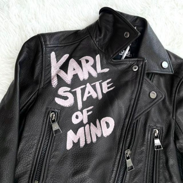 Karl Lagerfeld(カールラガーフェルド)の◎新品◎『KARL LAGERFELD』ダブル ペイント ライダース 本革 レディースのジャケット/アウター(その他)の商品写真