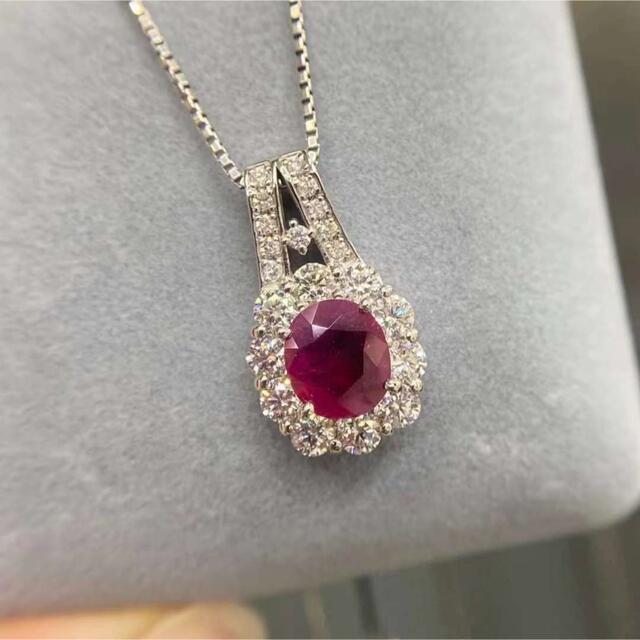 世界的に有名な PT 一粒 1.46ct ルビー 1.12ctダイヤモンド ネックネス
