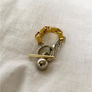 ●handmade Wcolorchain ring●金属アレルギー対応(リング(指輪))