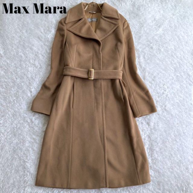 2022人気特価 Max Mara 大きめサイズ L ベージュ ベルテッドコート