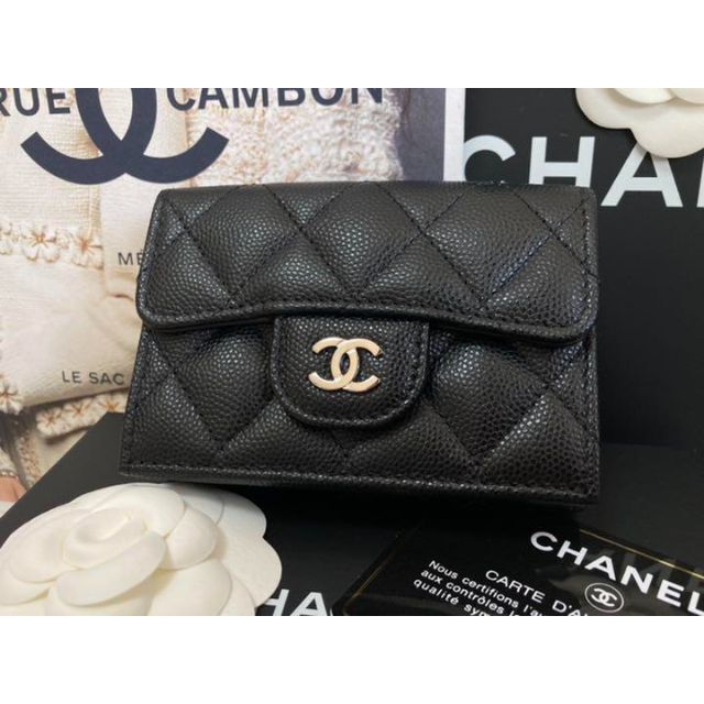 新品未使用 CHANEL マトラッセ キャビアスキン 三つ折り財布