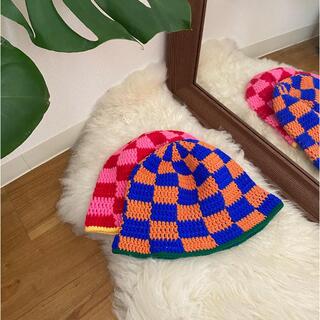 ●Crochet checker hat(帽子)