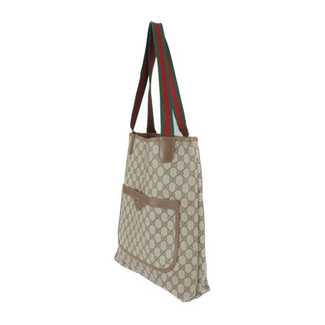 GUCCI グッチ オールドグッチ シェリーライン トートバッグ 39・02・003 GGスプリームキャンバス レザー ベージュ ブラウン ショルダーバッグ 1980年代 ヴィンテージ 【本物保証】