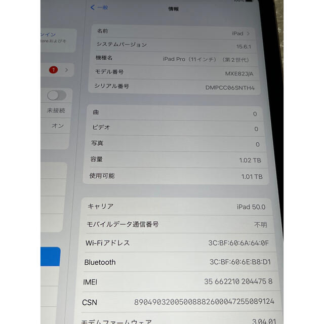 iPad Pro 11 2世代　スペースグレイ　1tb simフリー