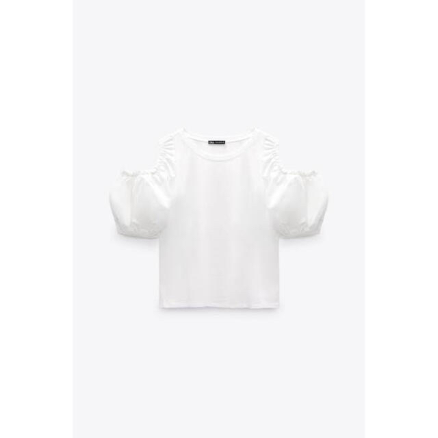 ZARA カットアウト入りコントラストTシャツ ホワイト | energysource