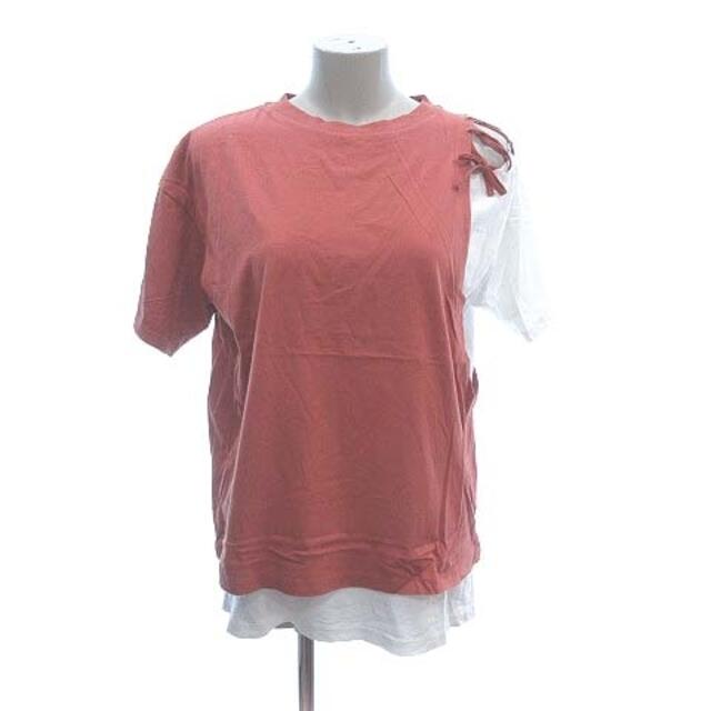 AZUL by moussy(アズールバイマウジー)のアズールバイマウジー Tシャツ カットソー 半袖 レイヤード S 茶 白 レディースのトップス(Tシャツ(半袖/袖なし))の商品写真