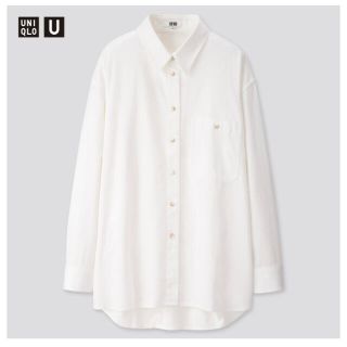 ユニクロ(UNIQLO)の新品 ユニクロ U デニムオーバーサイズシャツ ホワイト レディース Mサイズ(シャツ/ブラウス(長袖/七分))