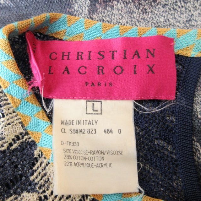 Christian Lacroix(クリスチャンラクロワ)のクリスチャンラクロワ ヴィンテージ ワンピース アメリカンスリーブ 総柄 L レディースのワンピース(ひざ丈ワンピース)の商品写真