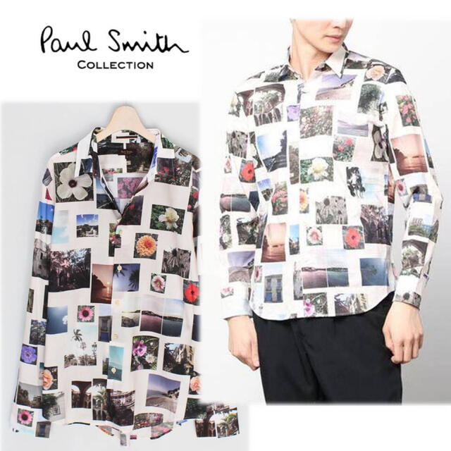 47 割引 お試し Paul Smith ポールスミスコレクション 新品 最高品質糸使用 フォトプリントシャツ L シャツ メンズ Sofia Com Bo