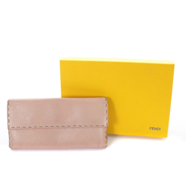 FENDI(フェンディ)のフェンディ 長財布 レザー ロゴ ピンク レディースのファッション小物(財布)の商品写真