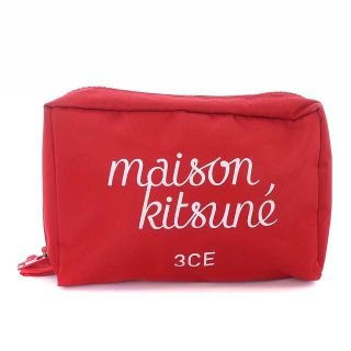 メゾンキツネ(MAISON KITSUNE')のメゾンキツネ 3CE コスメポーチ 小物入れ ロゴプリント 赤 レッド ■OS(ポーチ)