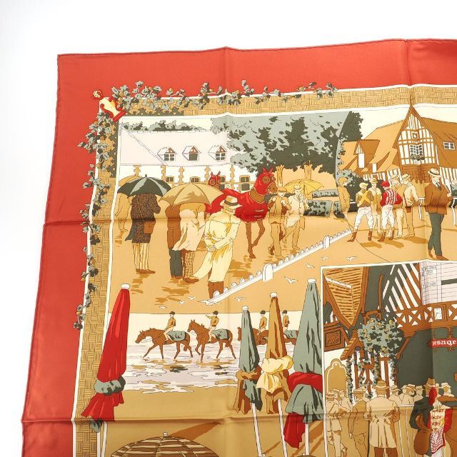 開店祝い Hermes ドーヴィル競馬の時代 スカーフ 1139 カレ90