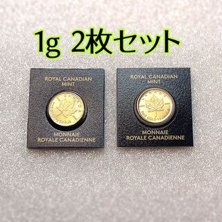 ✅金貨2枚セット🌸メープルリーフ金貨/1g/真贋保証/ランダムイヤー(その他)
