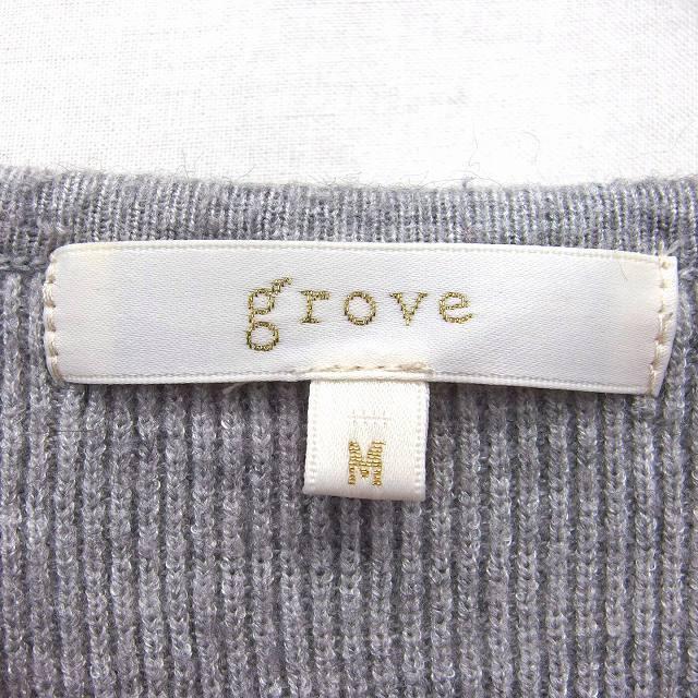 grove(グローブ)のグローブ grove ニット セーター カットソー 長袖 Vネック 総柄 リブ レディースのトップス(ニット/セーター)の商品写真