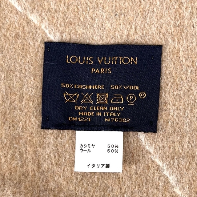 LOUIS VUITTON(ルイヴィトン)の【セール開催中】LOUIS VUITTON ルイヴィトン スカーフ モノグラムジャイアント エシャルプジアルティメット ストール ショール マフラー フリンジ M76382 カシミヤ  ウール   ベージュ レディース 送料無料 美品【中古品】 レディースのファッション小物(バンダナ/スカーフ)の商品写真