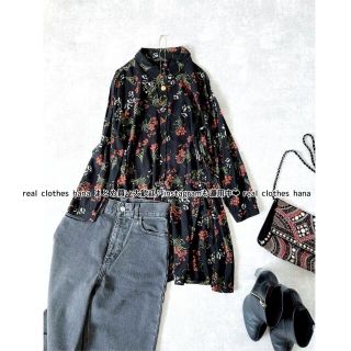 ザラ(ZARA)の2231 花柄フラワープリントシャツワンピース　ロングシャツ　ブラウス(シャツ/ブラウス(長袖/七分))