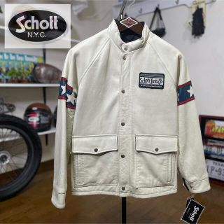 定価８万☆未使用品☆Schott ショット レザージャケット オフホワイト/S