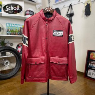 ショット(schott)の定価８万☆未使用品☆Schott ショット レザージャケット レッド/M(レザージャケット)