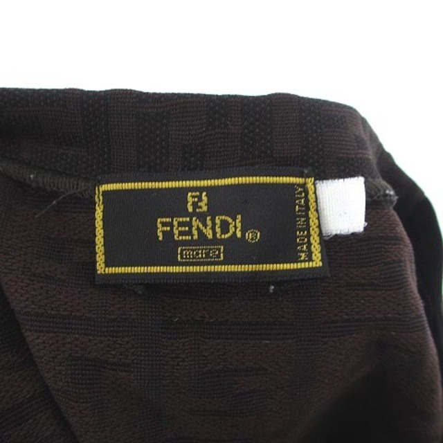 FENDI(フェンディ)のフェンディ ズッカ柄 ワンピース ノースリーブ ひざ丈 膝丈 ブラウン 茶 M レディースのワンピース(ひざ丈ワンピース)の商品写真