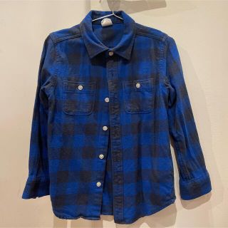 ベビーギャップ(babyGAP)のused☆babygap☆フランネルシャツ　ブルー&ブラック　チェック　110(ブラウス)