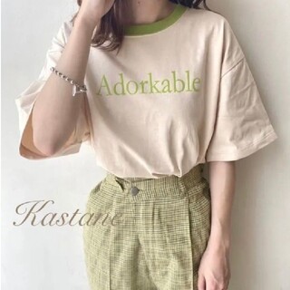 カスタネ(Kastane)の新品 Kastane リンガーフロッキーロゴTシャツ(Tシャツ(半袖/袖なし))