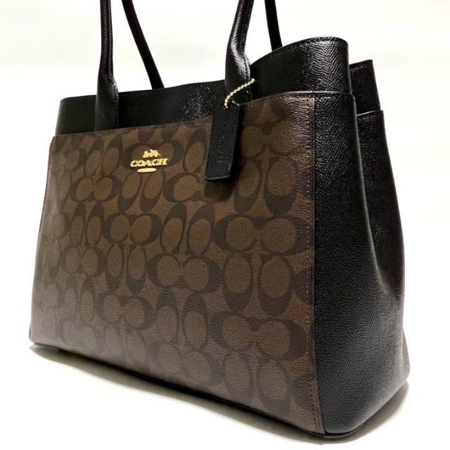 【新品】COACH コーチ トートバッグ PVCレザー ブラウン シグネチャー | フリマアプリ ラクマ