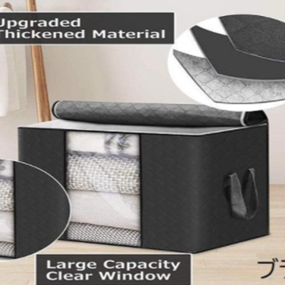不織布収納ケース（ブラック）3点セット：60*40*35cm　衣類収納　布団収納(押し入れ収納/ハンガー)