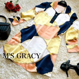 エムズグレイシー(M'S GRACY)のM’S GRACY エムズグレイシー　スカーフ柄　ワンピース(ミニワンピース)